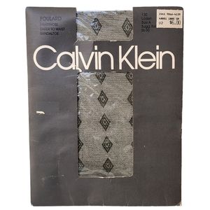 CALVIN KLEIN NOS VINTAGE SHEER TO WAIST SANDAL TOE PRINTED PANTYHOSE. BL…